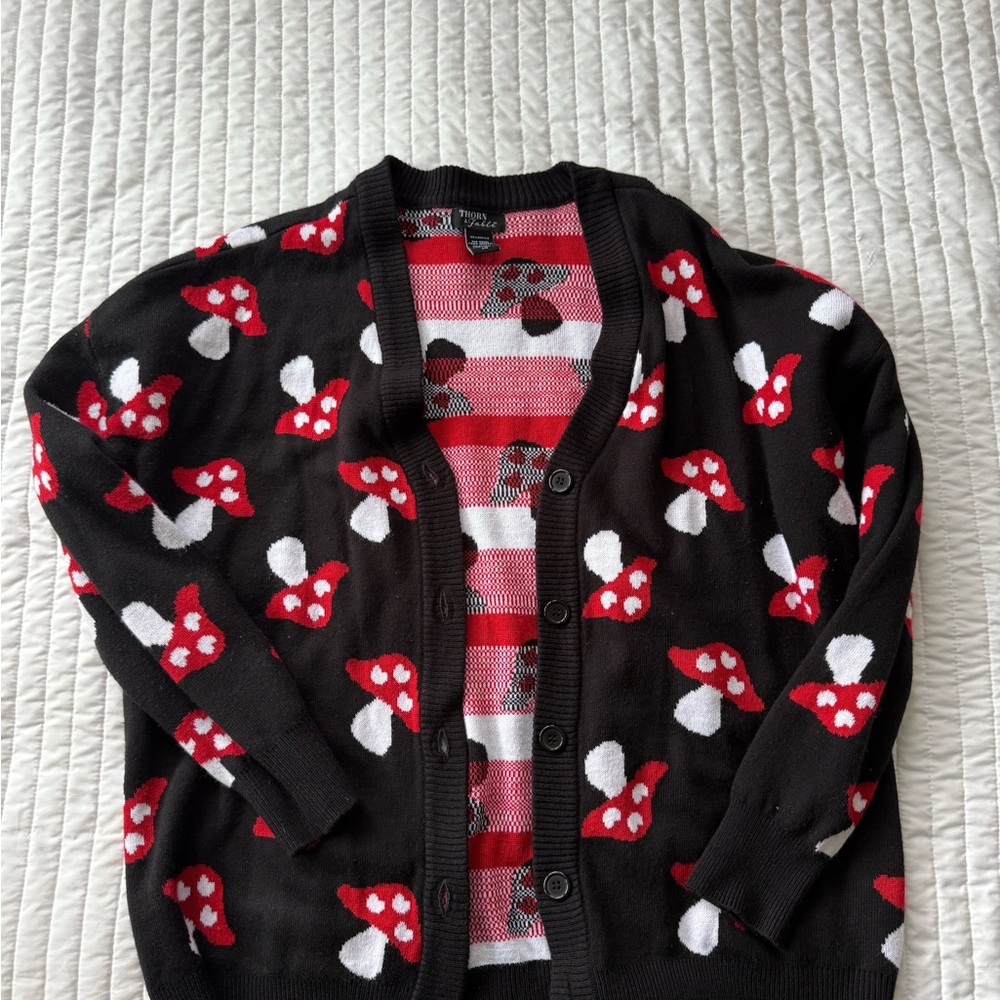 Thor & Fable Red and White Mushroom Sweater